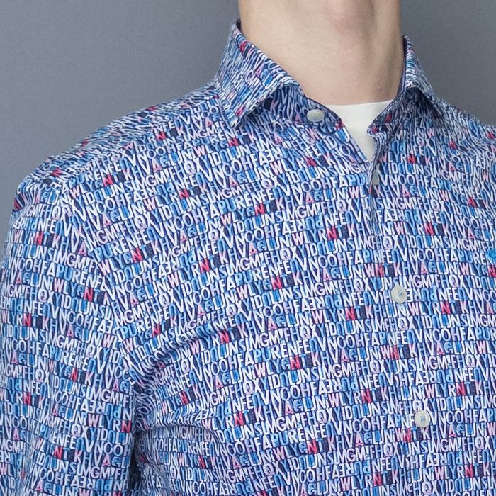 Pure H. Tico, koszula we wzory, kolorowe litery, rozmiar M (39/40)