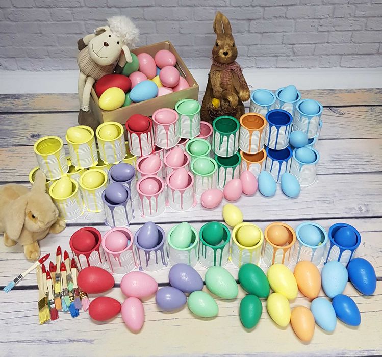 3 Zestawy wielkanocny puszka+jajka+pędzelek