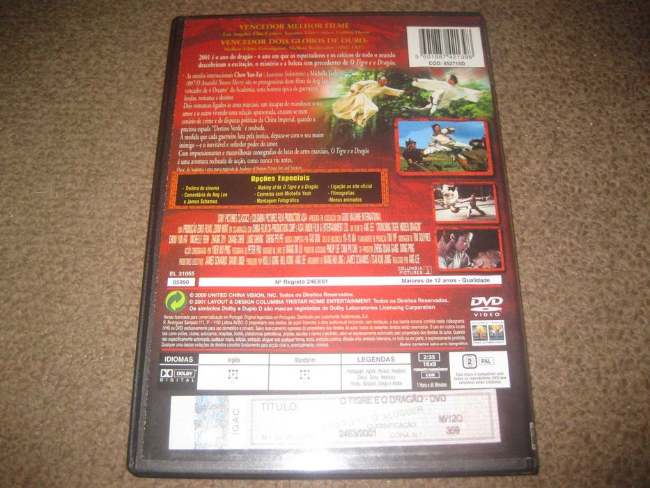 DVD "O Tigre e o Dragão" de Ang Lee