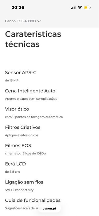 Canon 4000D + Lente 18-55mm