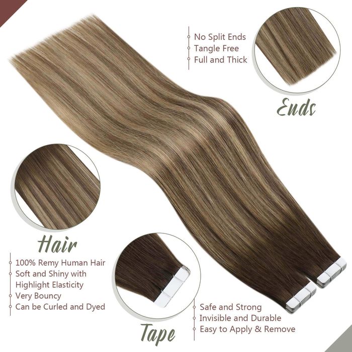 Волосся для нарощення натуральне на стрічках virgin remy 50g, 60cm