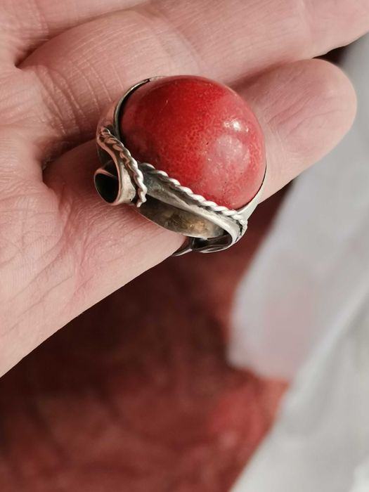 Srebrny Duży Pierścionek PRL Artystyczny