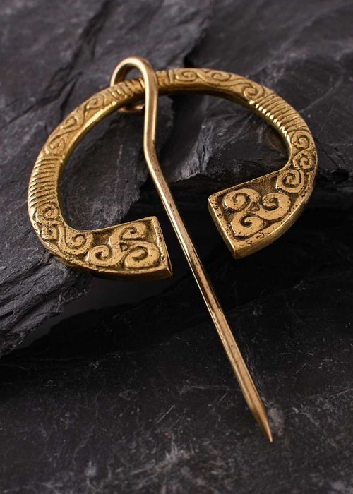 Broszka, celtycka fibula mosiądz 6,5cm