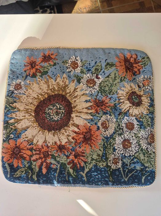 Poduszka gobelinowa, poszewka, kwiaty, vintage