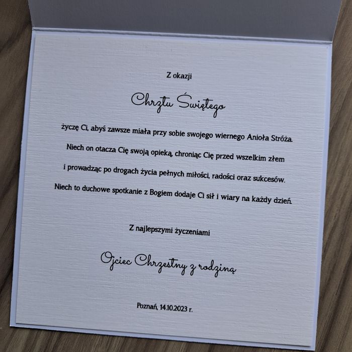 Personalizowana kartka na Chrzest z Aniołem Stróżem