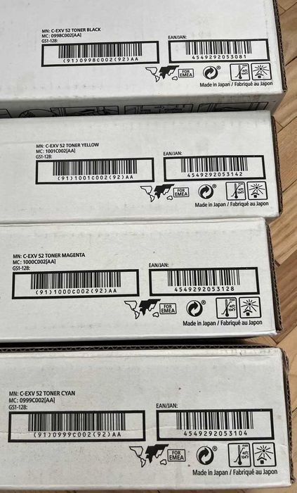 Нові картриджі Canon C-EXV 52 (Bk, C, M, Y) Оригінал, повний комплект