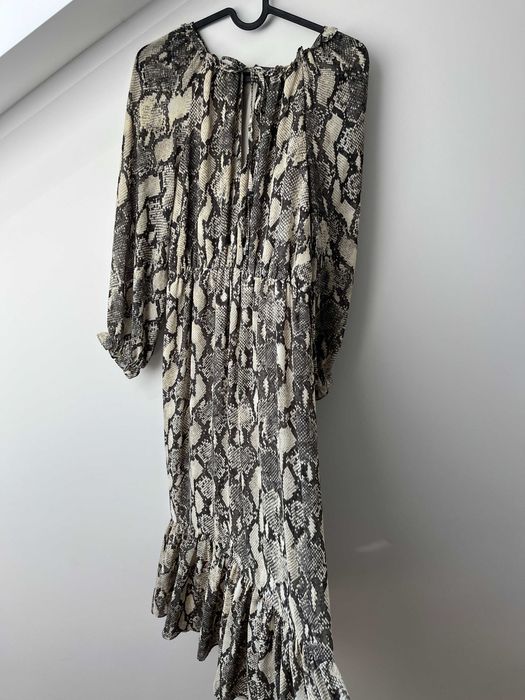 Sukienka midi ZARA print animal rozmiar XS oversize boho y2k jesień