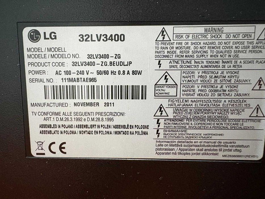 TV Led LG 32" - Avariada