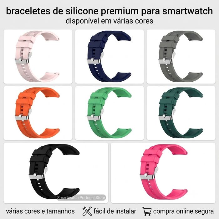 Bracelete 22mm em silicone, WATCH GT : Várias cores