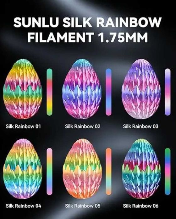 Пластик, філамент SUNLU Silk PLA райдужна