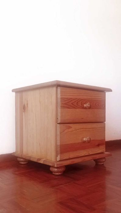 Mesa-de-Cabeceira Móvel Apoio Madeira Maciça