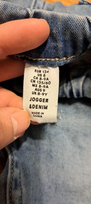 Spodnie, jeansy, joggery, HM, 134, niebieskie