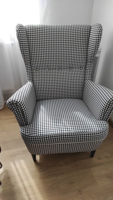 Fotel uszak Ikea pepitka