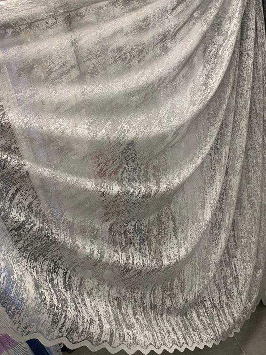 Тюль білий жакард мармур, пошиття за розмірами