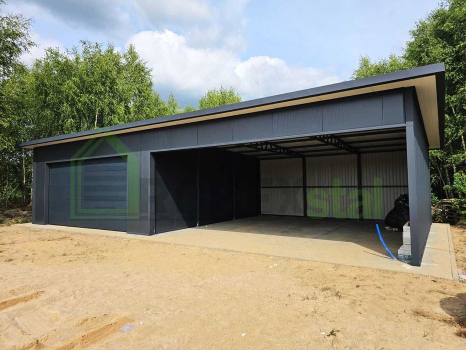 garaż z płyty warstwowej 7x7+wiata7x7 każdy wymiar montaż cały kraj