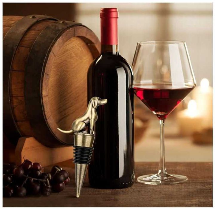 Zatyczka/korek do wina wzór pies, kolor brązu