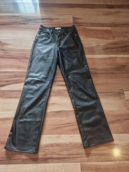 Spodnie woskowane skórzane H&M 36 wysoki stan flare