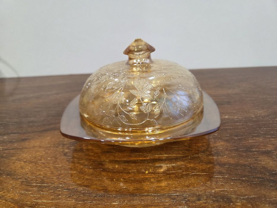 Manteigueira vidro casca de cebola