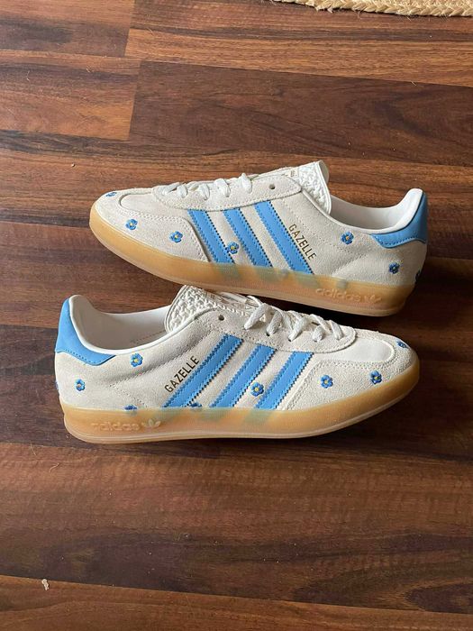 Buty damskie adidas gazelle indoor floral biale  oryginalne 39.5 24.5c