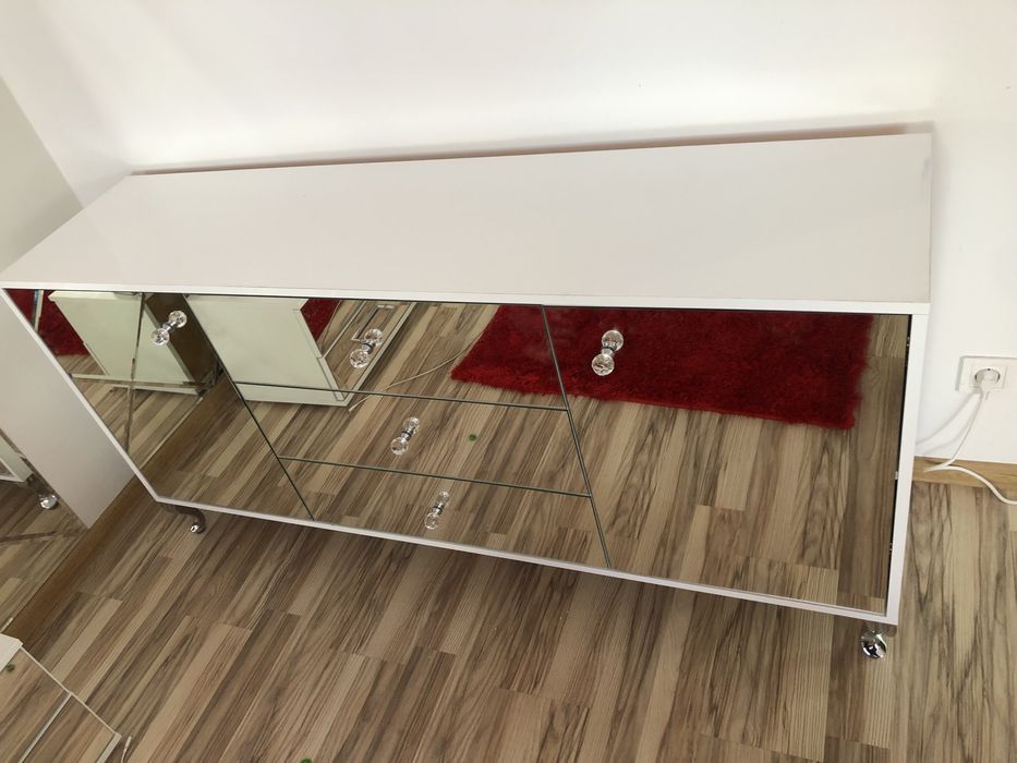 Komoda lustrzana, ludwik, galka krysztal, glamour, Okazja!