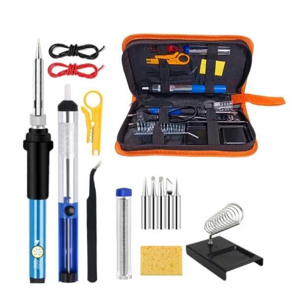 Zestaw do Lutowania - Komplet Narzędzi - 15 Elementów w Etui