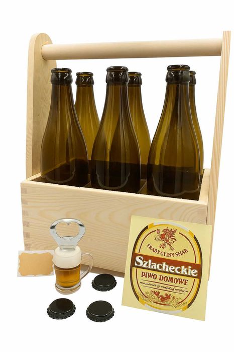 Zestaw piwowara - Koszyk z butelkami na piwo  - zestaw prezentowy