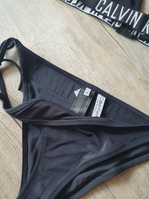 Strój kostium kąpielowy Calvin Klein r. S wiązany czarny oryginalny