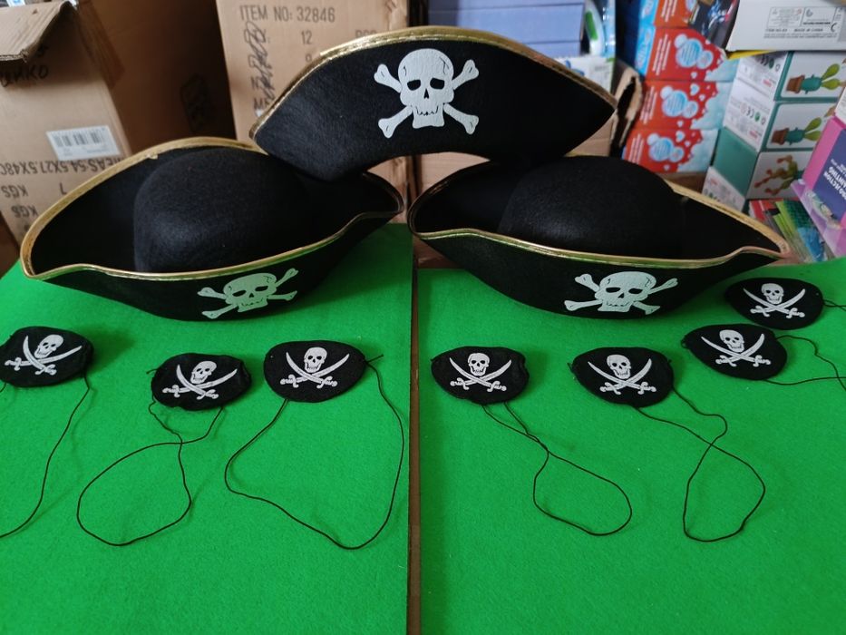 Шляпа пірата піратська фетрова трехуголка + пов'язка на око глаз