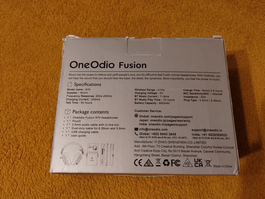 Słuchawki bezprzewodowe bluetooth One Odio Oneodio Fusion A70