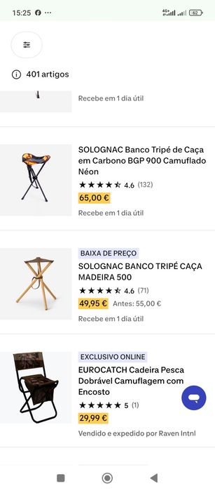 Banco de caça em madeira e cabedal