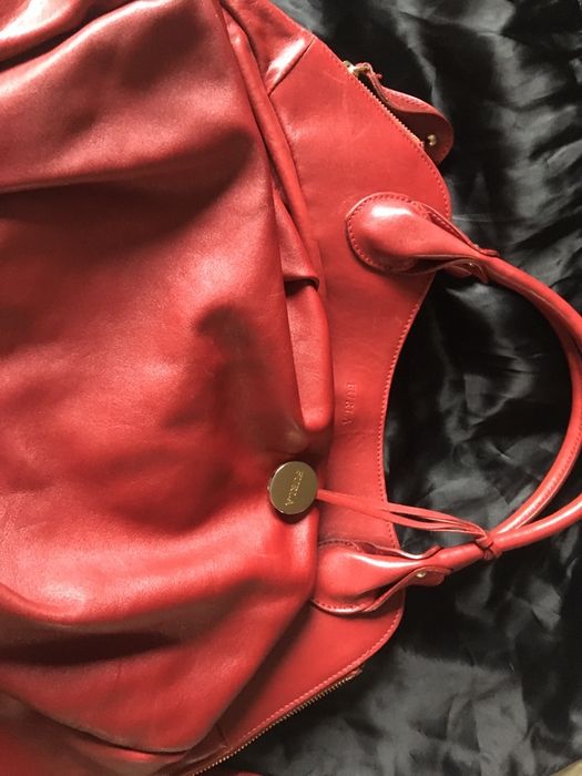 Mala em pele vermelha grande Furla