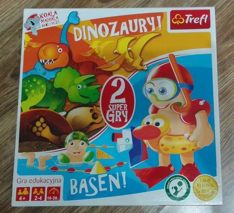Trefl, 2 gry planszowe:  Dinozaury, Basen, 4+