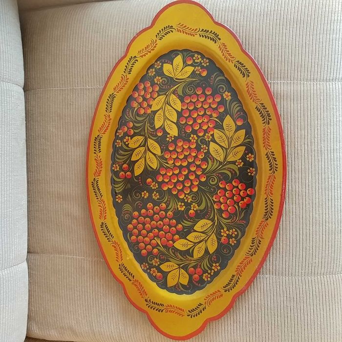 Блюдо декоративное фанера роспись лак 50*30 см