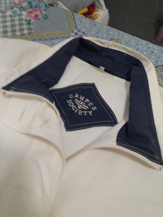 Parka unisexo, perola e azul marinho da campus society