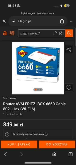 Router AVM Fritz! Box 6660 cable Wifi 6 nowe okazja!