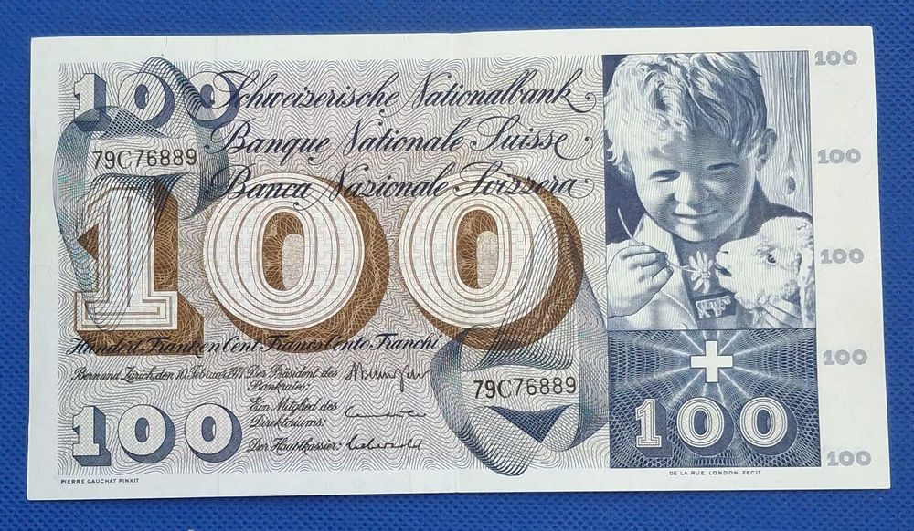 Suiça - nota 100 francos 1971