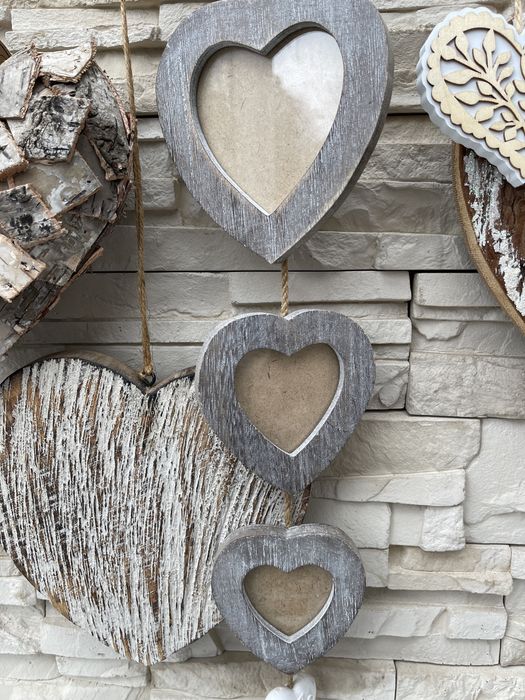 Handmade serca na kiju serce drewno sznurek Walentynki