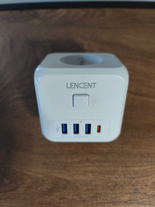 Listwa zasilająca Ładowarka sieciowa kostka Lencent 7w1 3x gniazdko AC 3x USB-A 1x USB-C uziemienie złodziejka rozdzielacz rozgałęziacz przedłużacz