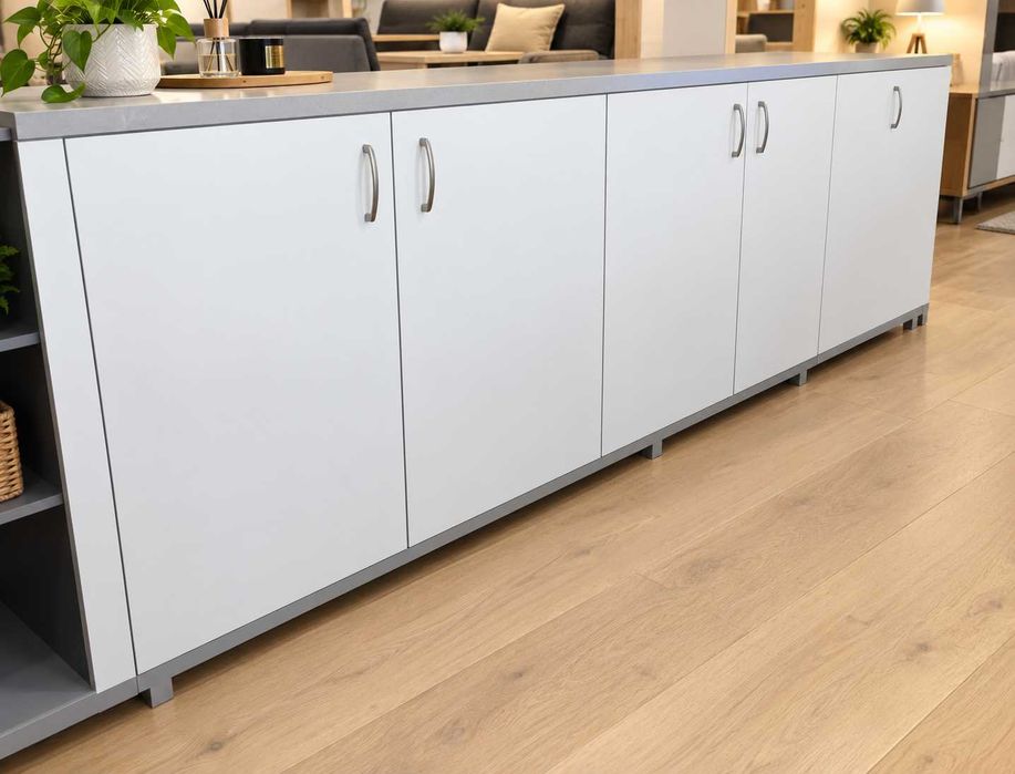 Nowe Szafki  400cm - Biało Szare - Wyprzedaż  = Producent PYKA  Salon Olesno 46-300