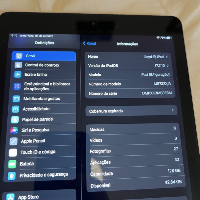 Apple iPad 6 (6ª geração) 128GB Wi-Fi em perfeito estado