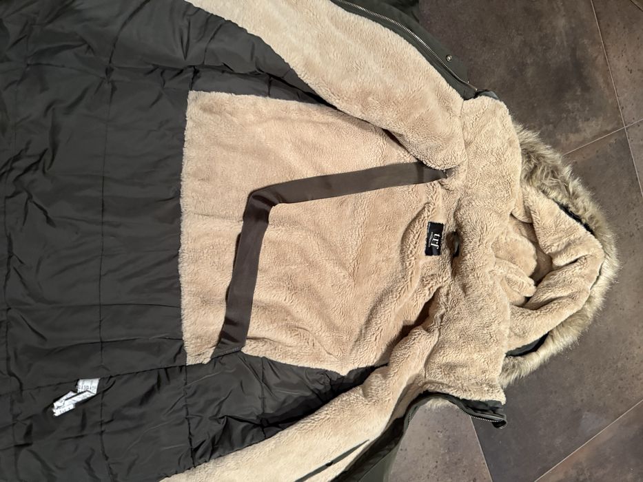 Zara zimowa kurtka z misiem r.M khaki