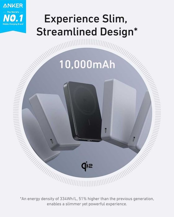 Anker MagGo Power Bank 10000mAh Black 15W Qi2 А1654011