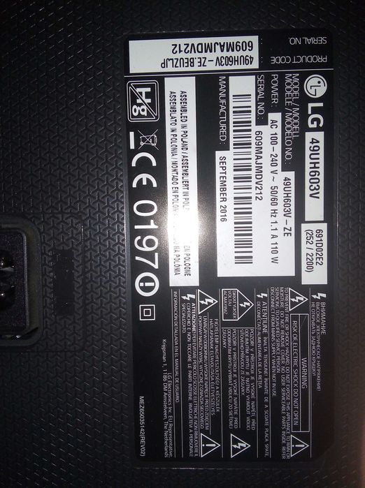 Placa Principal  para TV LED LG 49UH603V 43" e 49"