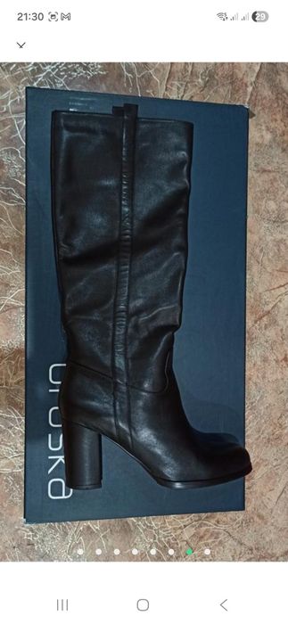 Кожаные женские сапоги Braska, состояние новых