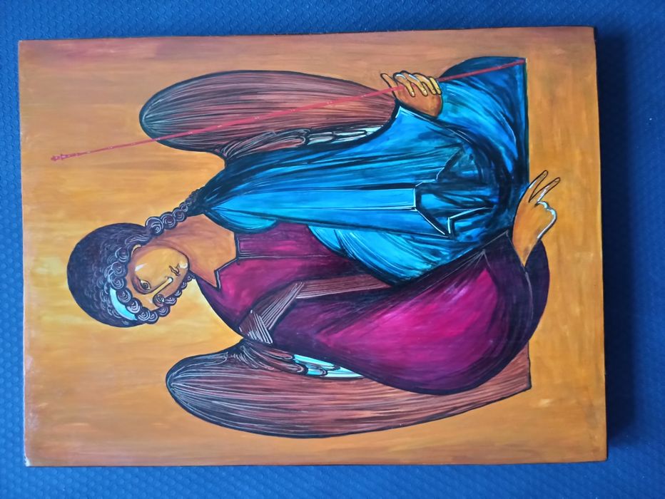 Ręcznie malowana Ikona Anioł Stróż – Na drewnie