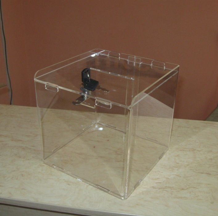 Коробка для сбора денег, бокс пластиковый, прозрачная коробка на замке