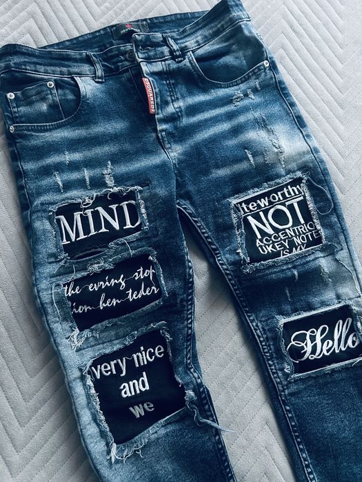 Dsquared spodnie jeansowe grubsze granat