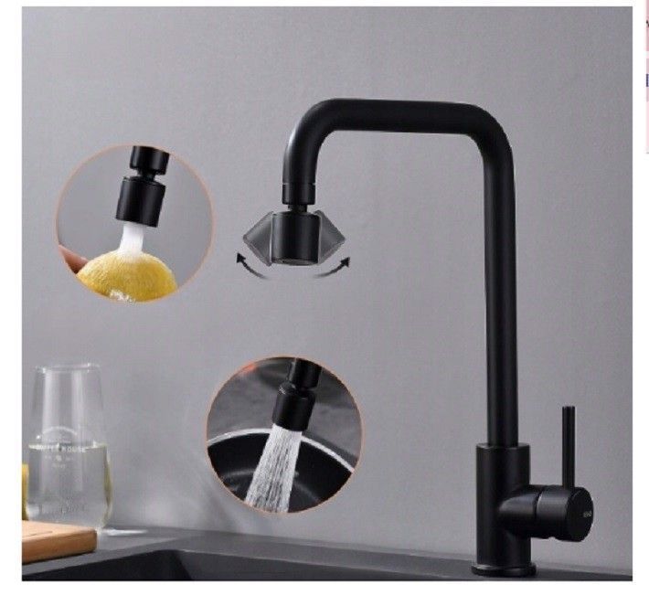 Kran bateria kuchenna czarna obrotowa