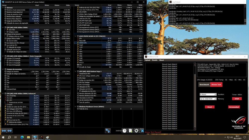 PC Trabalho/Gaming Athlon 3000G • 8GB 2400 • 120GB SSD + 500GB HDD