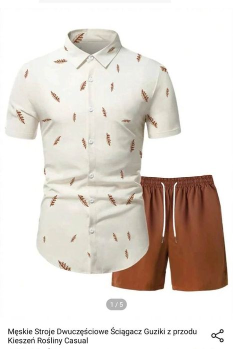 NOWY Męski komplet : koszula i szorty